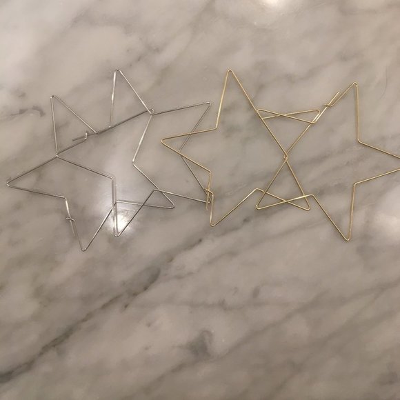 Jewelry - NWT, Set of Gold & Silver plated Star hoop earrings